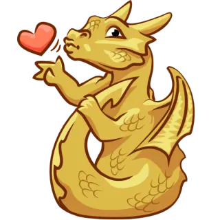 😘 drago, cuore, amore, oro, fantasy, carino whatsapp sticker