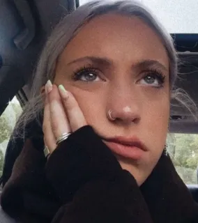 ❤ Frau, Gesicht, Ausdruck, gelangweilt, nachdenklich, Porträt telegram sticker