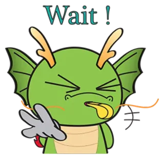 ✋ Wait ! naga, kartun, imut, menunggu, lucu, binatang, hijau telegram sticker
