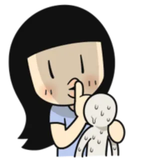 🤐 Cartoon, Mädchen, Puppe, Stille, Chibi telegram sticker