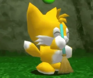 🧹 Tails Tails, Sonic the Hedgehog, video game, kartun, imut, sapu telegram sticker