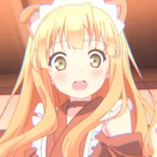 🦊 anime girl, blonde hair, maid, cute, dog ears whatsapp sticker