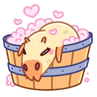 🛀 капибара, милый, каваий, ванна, пузыри, сердечки, животное telegram sticker