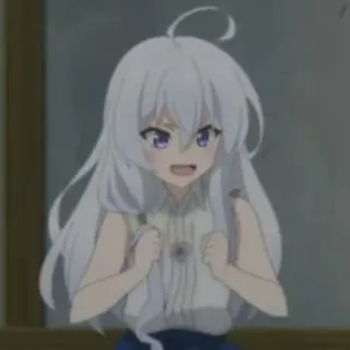 🍃 anime, girl, angry, white hair, purple eyes telegram sticker
