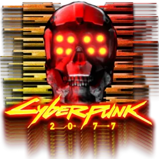 😁 Cyberpunk 2077 CYBERPUNK 2077 cyberpunk, futuristic, skull, robot, 2077, video game telegram sticker