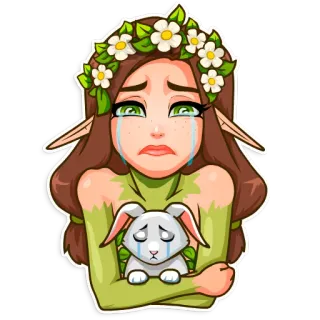 😭 elf, crying, sad, rabbit, tears, cartoon, sticker telegram sticker