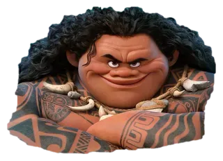 👶 Maui Moana Cartoon, Disney, Halbgott, Tattoo, Lächeln whatsapp sticker