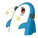 🤪 squalo, stordito, cartone animato, animale, divertente, personaggio whatsapp sticker