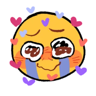 🥰 emoji, chorando, corações, fofo, rosto, desenho animado telegram sticker