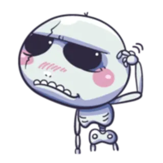 😳 skeleton, cartoon, character, white, bones, cute telegram sticker