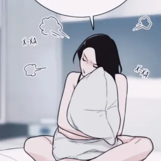 🎐 X-XA meisje, kussen, anime, verdrietig, huilen, uitgeput, cartoon whatsapp sticker