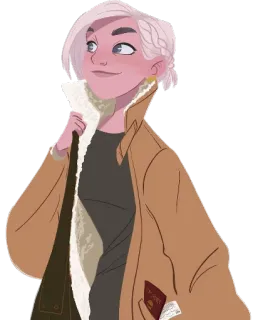 🙃 женщина, мультфильм, путешествия, паспорт, пальто, блондинка telegram sticker