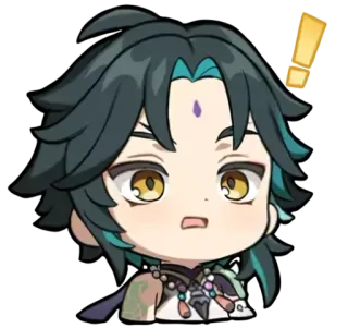 ⭐️ Xiao Genshin Impact anime, chibi, video game, xiao, genshin impact, alert, exclamation telegram sticker