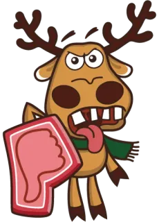 👎 มูส, การ์ตูน, ไม่ชอบ, ไม่ถูกใจ, สัตว์, กวางเรนเดียร์ telegram sticker