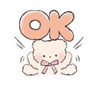 🦴 OK OK, ours, mignon, accord, dessin animé whatsapp sticker