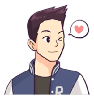 😉 dibujos animados, amor, corazón, anime, guiño, lindo telegram sticker