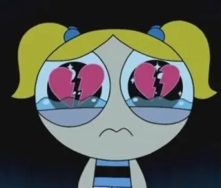 💔 Bubbles Powerpuff Girls desenho animado, triste, chorando, coração partido, coração partido telegram sticker