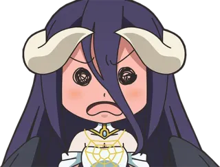 😳 Albedo Overlord anime, cartoon, fanart, sticker, chibi, angry telegram sticker