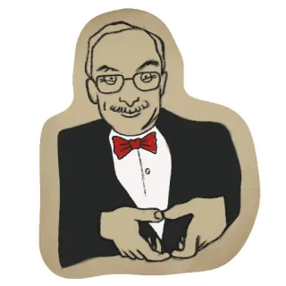 ❤ mężczyzna, muszka, okulary, portret, ilustracja telegram sticker