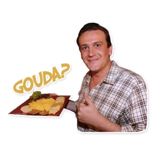 🧀 GOUDA? fromage, nourriture, snack, gouda, homme, comédie telegram sticker