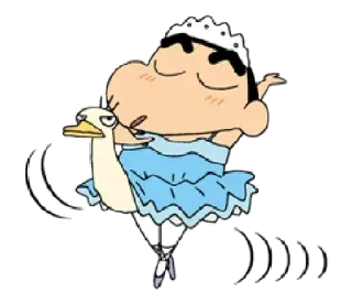 👗 Shin-chan cartoon, anime, ballerina, swan, funny, dance, Shin-chan telegram sticker