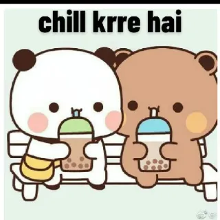 🥤 chill krre hai cute, bears, boba tea, chill, relax, kawaii whatsapp sticker