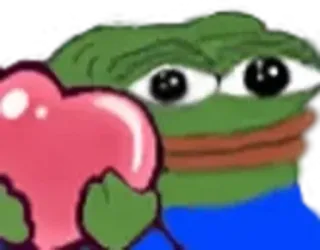 🩷 Pepe the Frog เปเป้, เปเป้เดอะฟร็อก, หัวใจ, ความรัก, มีม, วัฒนธรรมอินเทอร์เน็ต, กบ telegram sticker