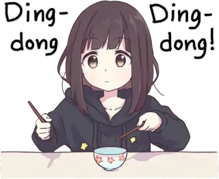 🤤 Ding-dong Ding-dong! Anime, Hashis, Tigela, Ding-Dong, Fofo, Garota, Kawaii, Mangá whatsapp sticker