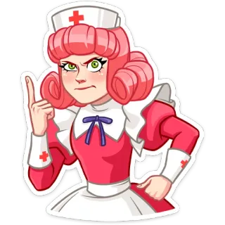 😡 enfermera, médico, salud, dibujos animados, personaje, pegatina whatsapp sticker