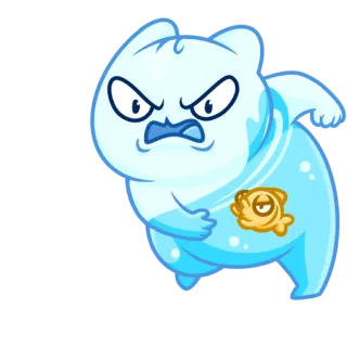 😤 만화, 곰, 화난, 물고기, 귀여운, 캐릭터 telegram sticker