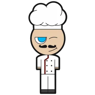 😉 chef, cuoco, cartone animato, personaggio, professione, cibo, cucina whatsapp sticker