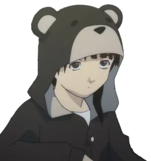 😞 Anime, Personagem, Moletom com capuz, Urso, Fofo, Mangá whatsapp sticker