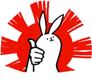 👍 coniglio, coniglietto, pollice in su, animale, cartone animato telegram sticker