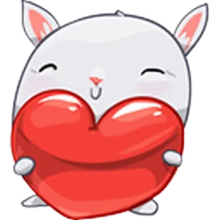 😍 heart, love, bunny, rabbit, cute, kawaii whatsapp sticker