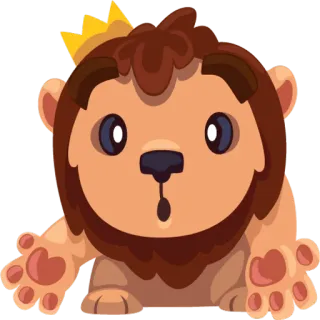 😱 лев, животное, милый, король, корона, мультфильм, наклейка telegram sticker