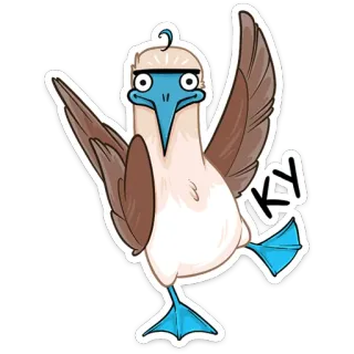 👋 LKY птица, голубоногая олуша, животное, наклейка, мультфильм, дикая природа telegram sticker