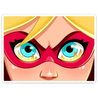 😡 Desenho animado, Mulher, Rosto, Olhos, Super-herói, Loira, Máscara telegram sticker