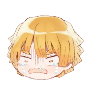 ⚡️ Zenitsu Agatsuma Demon Slayer 动漫, 鬼灭之刃, 善逸, 哭, Q版 whatsapp sticker