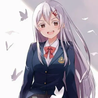 ❤️ anime, girl, school uniform, long hair, cute telegram sticker