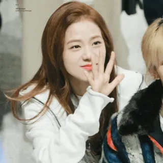 🦄 off the page женщина, человек, портрет, машет рукой, улыбка, K-pop whatsapp sticker