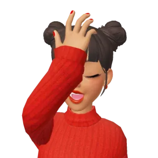 🤦‍♀️ zepeto, avatar, facepalm, fille, dessin animé, emoji telegram sticker