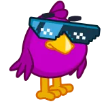 🕺 pájaro, gafas de píxeles, morado, gracioso, guay telegram sticker