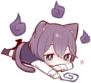 😨 Animé, Chat, Chibi, Mignon, Illustration, Kawaii telegram sticker