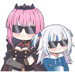 😎 Calliope Mori, Gawr Gura Аниме, Мультфильмы, Солнцезащитные очки, Персонажи, Круто whatsapp sticker