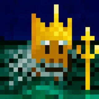 π± video game, pixel art, king, trident, pixelated telegram sticker