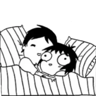 😍 Cartone animato, Amore, Coppia, Carino, Sonno, Letto telegram sticker