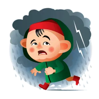 ☔️ 비, 폭풍, 아이, 달리기, 무서워 whatsapp sticker