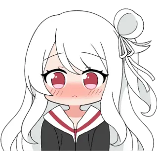 😳 Anime, Chibi, Mignon, Fille, Manga, Cheveux Blancs telegram sticker