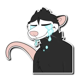 😢 opossum, menangis, sedih, binatang, kartun, stiker, tertekan, emosi whatsapp sticker