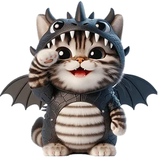 🫡 gatto, gattino, drago, carino, animale, costume telegram sticker